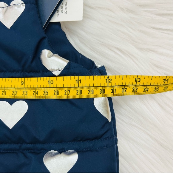 Gap Kids Toddler 12-18months Metallic Silver Hearts Navy Blue Puffer Vest - Picture 13 of 13